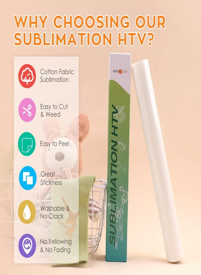 اتش تي في رونت فينيل HTVRONT للتسامي للقمصان ذات الألوان الفاتحة - فينيل HTV شفاف غير لامع مقاس 12 بوصة × 10 أقدام للتسامي - فينيل HTV شفاف مقاوم للغسل والتلوين للأقمشة القطنية - Image 3